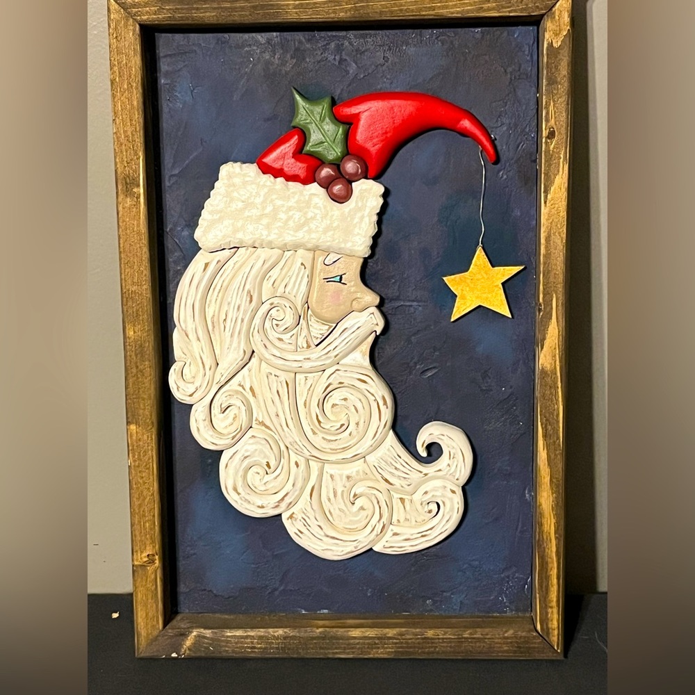 Christmas Santa moon, Christmas wall art, Santa, Christmas, Santa Claus, moon